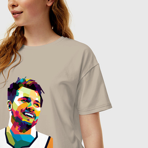 Женская футболка оверсайз Luka smile / Миндальный – фото 3