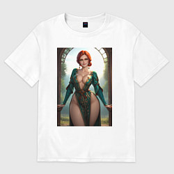 Футболка оверсайз женская Трисс Меригольд Ведьмак 3 - пышные формы, цвет: белый