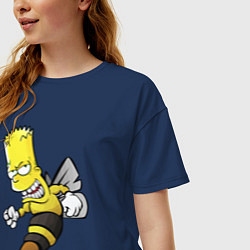 Футболка оверсайз женская Барт Симпсон шершень - перевоплощение, цвет: тёмно-синий — фото 2