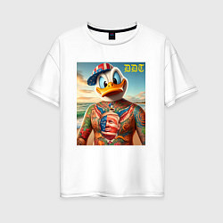 Футболка оверсайз женская Donald Duck Trump - meme, цвет: белый