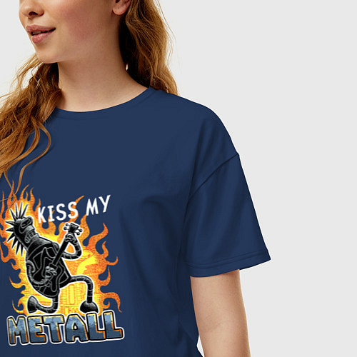 Женская футболка оверсайз Футурама: Робот Бендер-гитарист / Тёмно-синий – фото 3