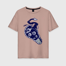 Футболка оверсайз женская Космическая лампочка, цвет: пыльно-розовый