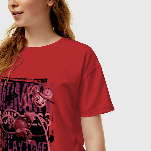 Женская футболка оверсайз Мамочка длинные ноги из Poppy Playtime / Красный – фото 3