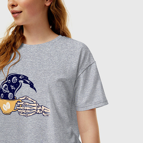 Женская футболка оверсайз Кофейный космос / Меланж – фото 3