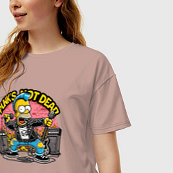 Футболка оверсайз женская Панк Гомер Симпсон - певец, цвет: пыльно-розовый — фото 2