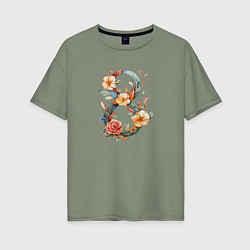 Футболка оверсайз женская 8 в цветах, цвет: авокадо