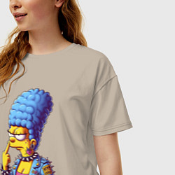 Футболка оверсайз женская Marge Simpson - punks not dead motto, цвет: миндальный — фото 2