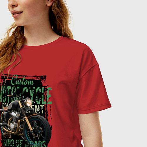 Женская футболка оверсайз Кастом мотоцикл / Красный – фото 3