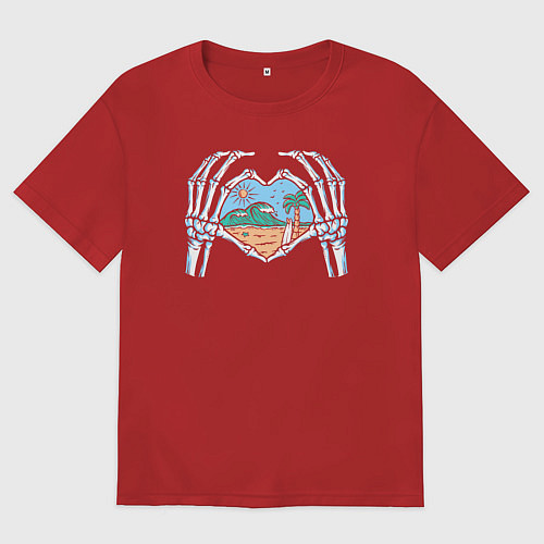 Женская футболка оверсайз Сердце пляжа / Красный – фото 1