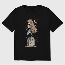 Футболка оверсайз женская Скейтер на кладбище, цвет: черный