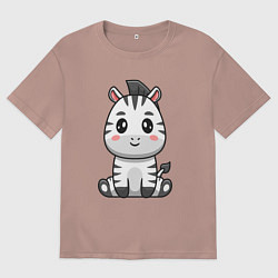 Футболка оверсайз женская Весёлая зебра, цвет: пыльно-розовый