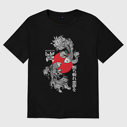 Футболка оверсайз женская Бойцовые петушки истребители демонов, цвет: черный