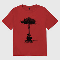 Футболка оверсайз женская Гитарное дерево, цвет: красный