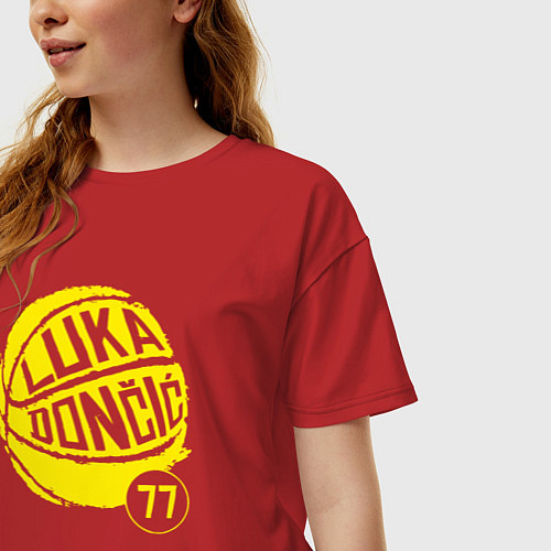 Женская футболка оверсайз Luka Doncic ball / Красный – фото 3