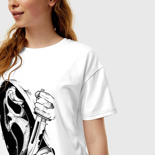 Женская футболка оверсайз Крик - Гоуст фейс / Белый – фото 3