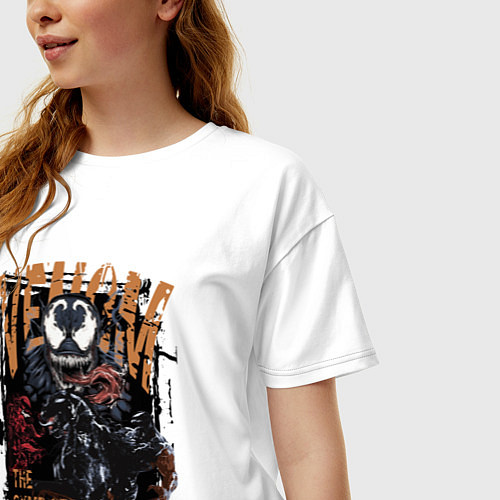 Женская футболка оверсайз Веном черный симбиот / Белый – фото 3