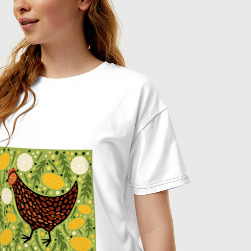 Женская футболка оверсайз Курочка ряба / Белый – фото 3