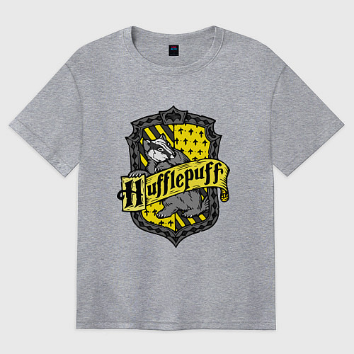 Женская футболка оверсайз Hufflepuff emblem / Меланж – фото 1
