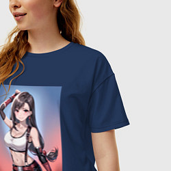 Футболка оверсайз женская Тифа Локхарт из Final Fantasy VII, цвет: тёмно-синий — фото 2