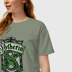 Футболка оверсайз женская Slytherin emblem, цвет: авокадо — фото 2