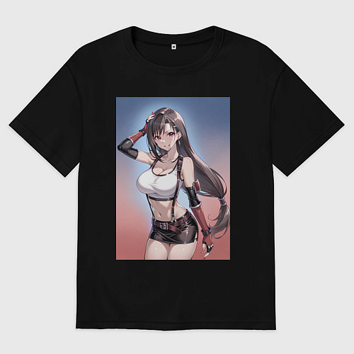 Женская футболка оверсайз Тифа Локхарт из Final Fantasy VII / Черный – фото 1