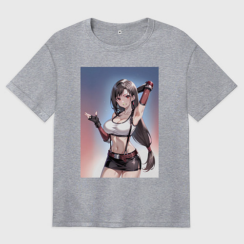 Женская футболка оверсайз Тифа Локхарт из Final Fantasy VII / Меланж – фото 1