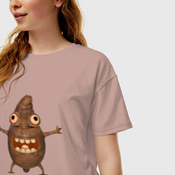 Футболка оверсайз женская Червяк А-бнимашкин, цвет: пыльно-розовый — фото 2