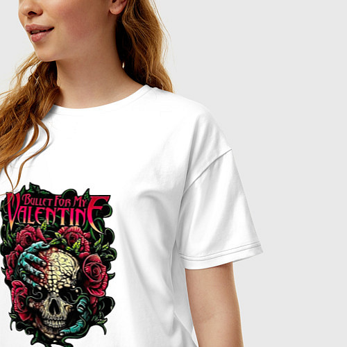 Женская футболка оверсайз Пуля для моего Валентина / Белый – фото 3