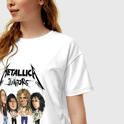 Женская футболка оверсайз Metallica juniors - cartoon / Белый – фото 3