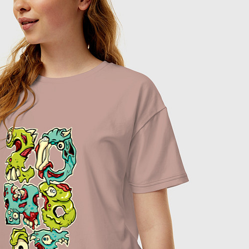 Женская футболка оверсайз Зомби / Пыльно-розовый – фото 3