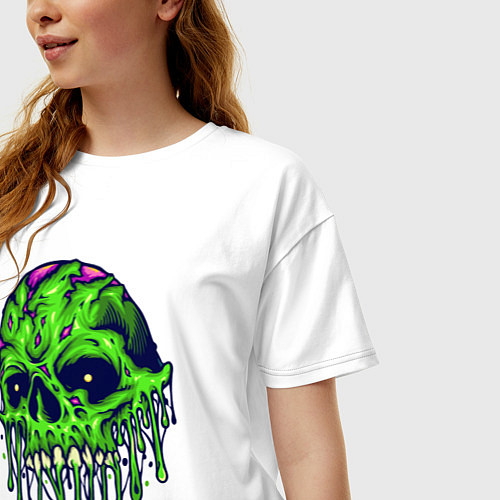 Женская футболка оверсайз Green skull / Белый – фото 3