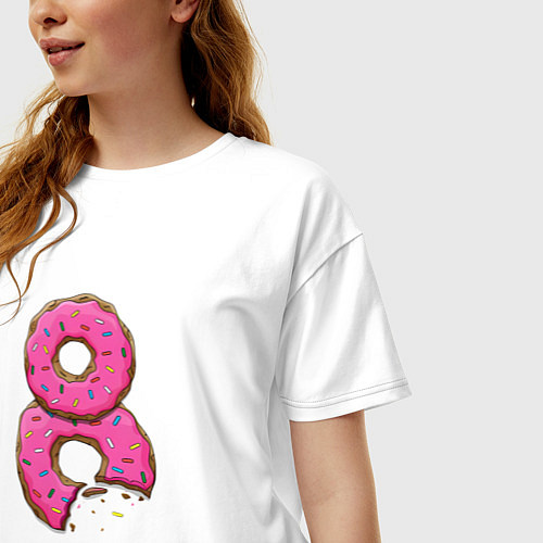 Женская футболка оверсайз 8 Марта - сегодня можно / Белый – фото 3