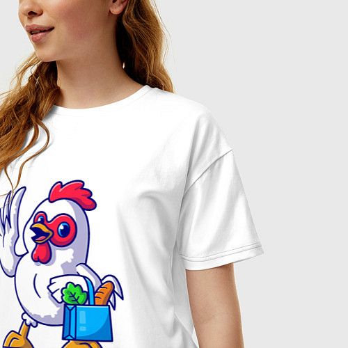 Женская футболка оверсайз Петушок с продуктами / Белый – фото 3