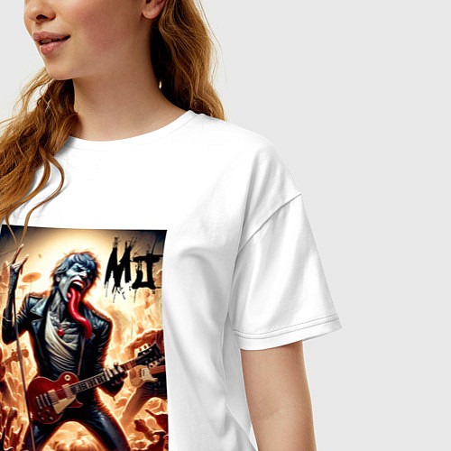 Женская футболка оверсайз Mick Jagger - Rolling Stones / Белый – фото 3