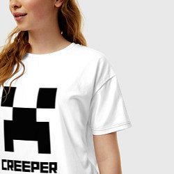 Футболка оверсайз женская Creeper Aw Man, Майнкрафт мем, цвет: белый — фото 2