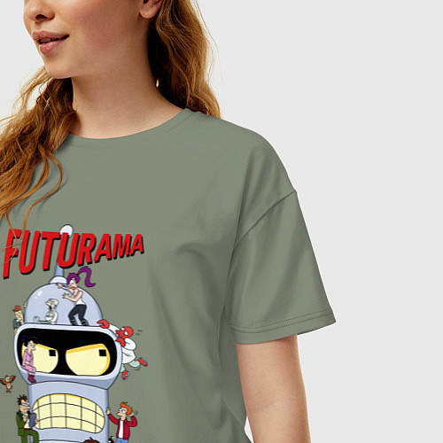 Женская футболка оверсайз Futurama all / Авокадо – фото 3