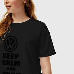 Футболка оверсайз женская Keep Calm & Drive VW, цвет: черный — фото 2