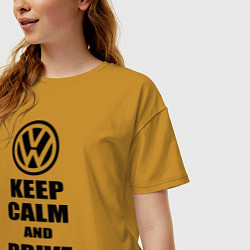 Футболка оверсайз женская Keep Calm & Drive VW, цвет: горчичный — фото 2