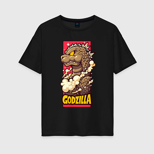 Женская футболка оверсайз Pink godzilla / Черный – фото 1