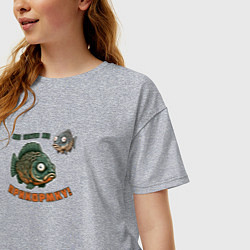 Футболка оверсайз женская Рыба просит прикормку, цвет: меланж — фото 2