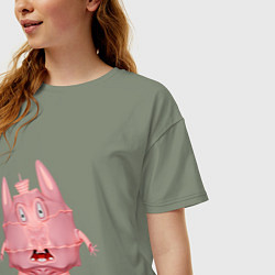Футболка оверсайз женская Cartoon monster pink, цвет: авокадо — фото 2