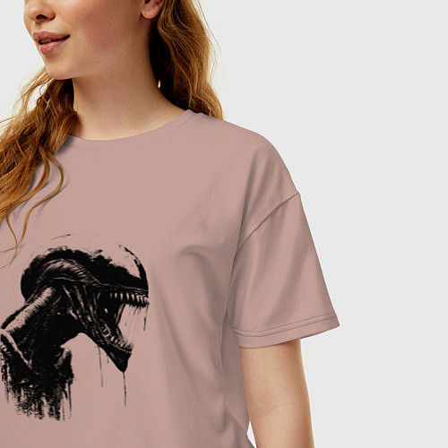 Женская футболка оверсайз Мощный ксеноморф / Пыльно-розовый – фото 3