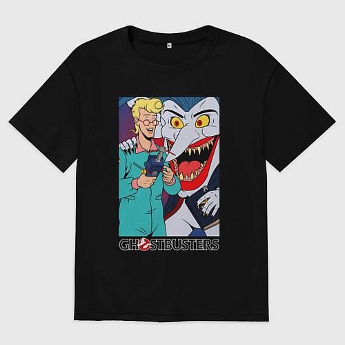 Женская футболка оверсайз Ghostbusters - Egon and goblin / Черный – фото 1