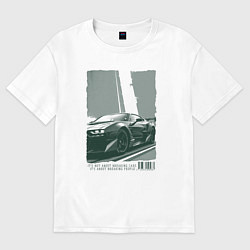 Футболка оверсайз женская Постер спорткара, цвет: белый