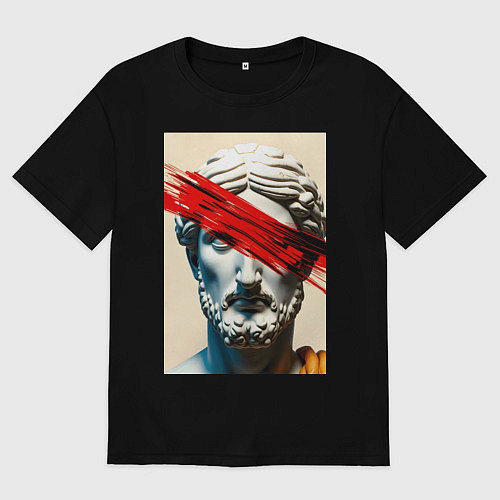 Женская футболка оверсайз Штрих на античной статуе / Черный – фото 1