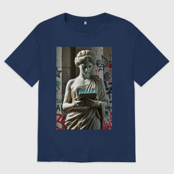 Футболка оверсайз женская Стрит арт и античность, цвет: тёмно-синий