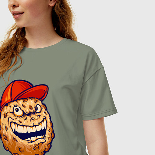 Женская футболка оверсайз Печенье в кепке / Авокадо – фото 3