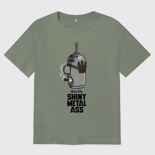 Женская футболка оверсайз Бендер - укуси мой металлический зад / Авокадо – фото 1