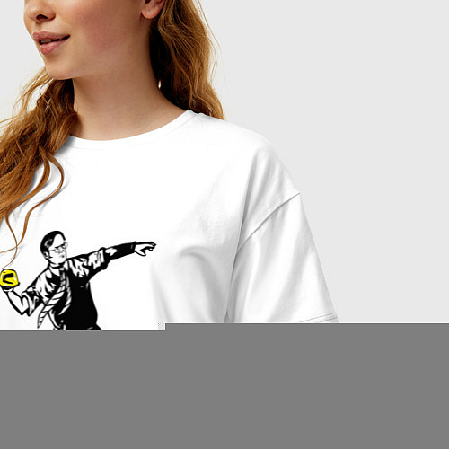 Женская футболка оверсайз Дуайт Шрут и желе / Белый – фото 3