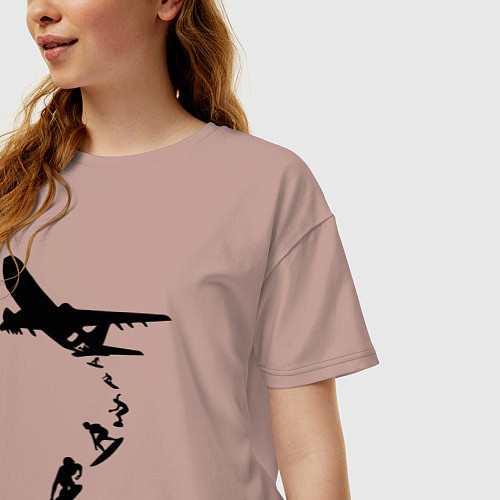 Женская футболка оверсайз Surfer plane / Пыльно-розовый – фото 3